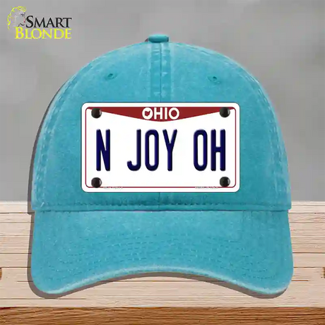 N Joy OH Ohio Novelty License Plate Hat Unconstructed Cotton / Lake Blue