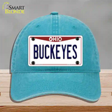 Buckeyes Ohio Novelty License Plate Hat Unconstructed Cotton / Lake Blue