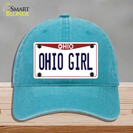 Ohio Girl Ohio Novelty License Plate Hat Unconstructed Cotton / Lake Blue