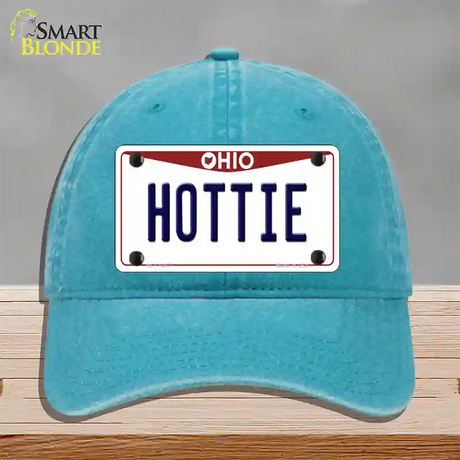 Hottie Ohio Novelty License Plate Hat Unconstructed Cotton / Lake Blue