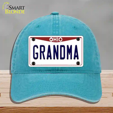 Grandma Ohio Novelty License Plate Hat Unconstructed Cotton / Lake Blue