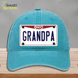 Grandpa Ohio Novelty License Plate Hat Unconstructed Cotton / Lake Blue