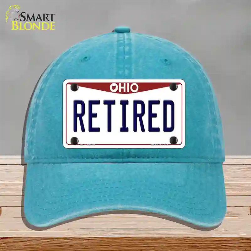 Retired Ohio Novelty License Plate Hat Unconstructed Cotton / Lake Blue