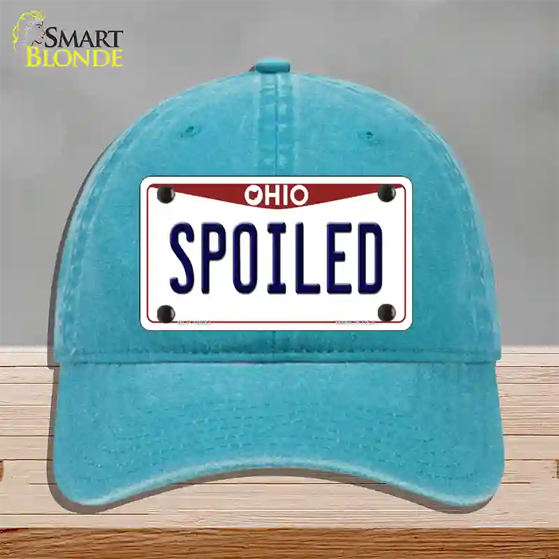 Spoiled Ohio Novelty License Plate Hat Unconstructed Cotton / Lake Blue