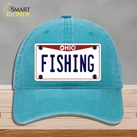 Fishing Ohio Novelty License Plate Hat Unconstructed Cotton / Lake Blue