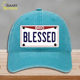 Blessed Ohio Novelty License Plate Hat Unconstructed Cotton / Lake Blue