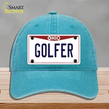 Golfer Ohio Novelty License Plate Hat Unconstructed Cotton / Lake Blue