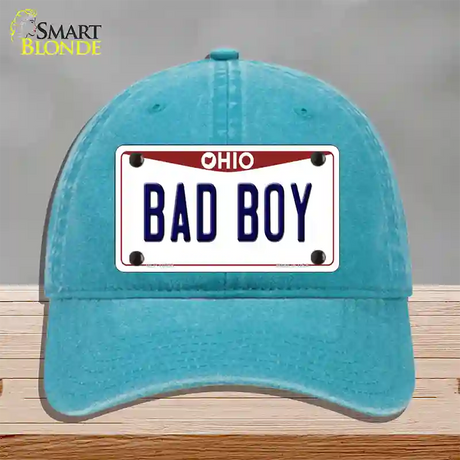 Bad Boy Ohio Novelty License Plate Hat Unconstructed Cotton / Lake Blue