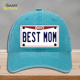 Best Mom Ohio Novelty License Plate Hat Unconstructed Cotton / Lake Blue