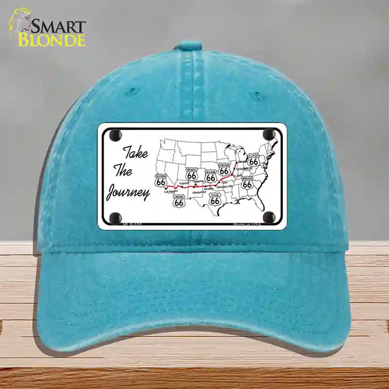 Take The Journey Novelty License Plate Hat Unconstructed Cotton / Lake Blue