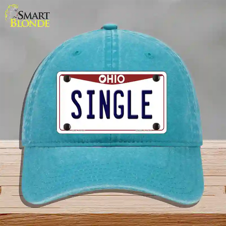 Single Ohio Novelty License Plate Hat Unconstructed Cotton / Lake Blue