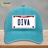 Diva Ohio Novelty License Plate Hat Unconstructed Cotton / Lake Blue