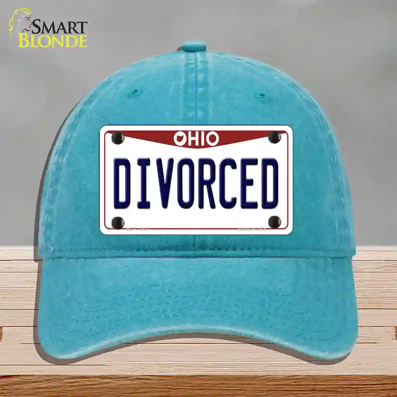 Divorced Ohio Novelty License Plate Hat Unconstructed Cotton / Lake Blue