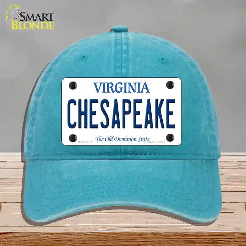 Chesapeake Virginia Novelty License Plate Hat Unconstructed Cotton / Lake Blue