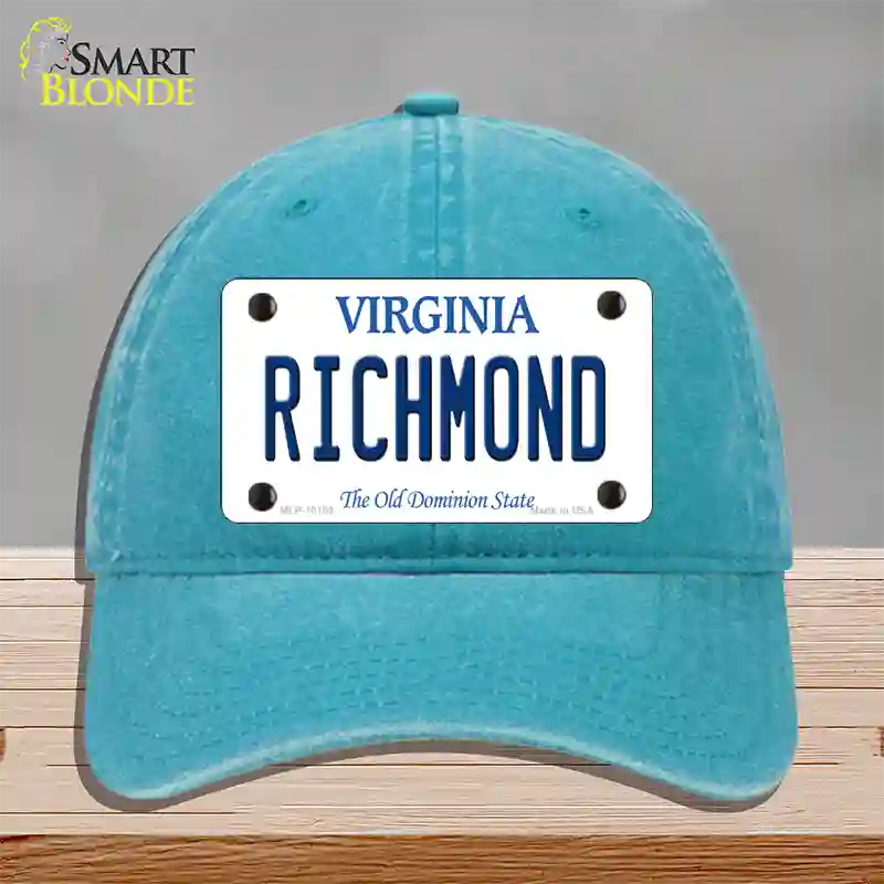 Richmond Virginia Novelty License Plate Hat Unconstructed Cotton / Lake Blue