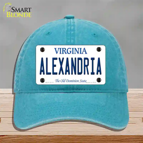 Alexandria Virginia Novelty License Plate Hat Unconstructed Cotton / Lake Blue