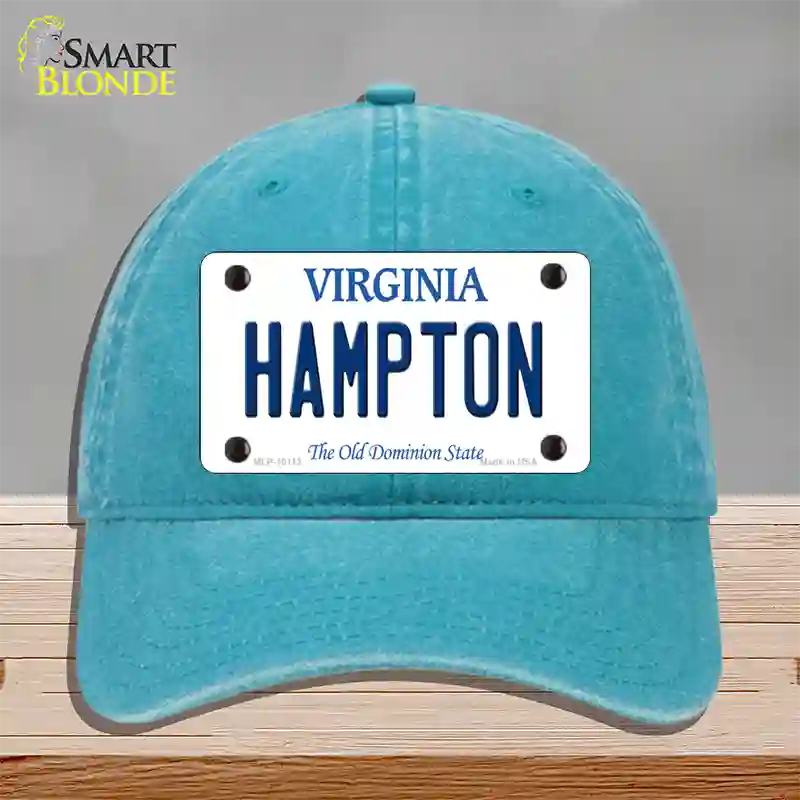 Hampton Virginia Novelty License Plate Hat Unconstructed Cotton / Lake Blue