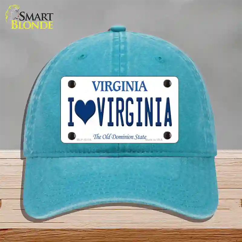 I Love Virginia Novelty License Plate Hat Unconstructed Cotton / Lake Blue