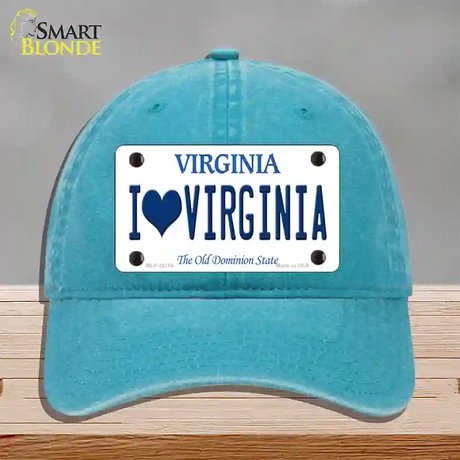 I Love Virginia Novelty License Plate Hat Unconstructed Cotton / Lake Blue