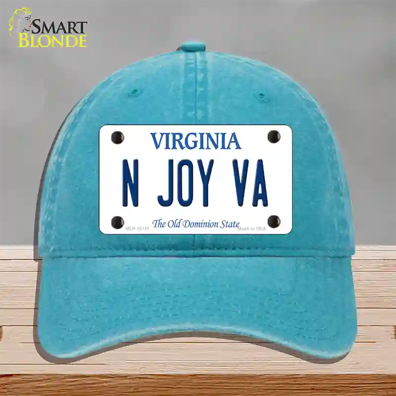 N Joy VA Virginia Novelty License Plate Hat Unconstructed Cotton / Lake Blue