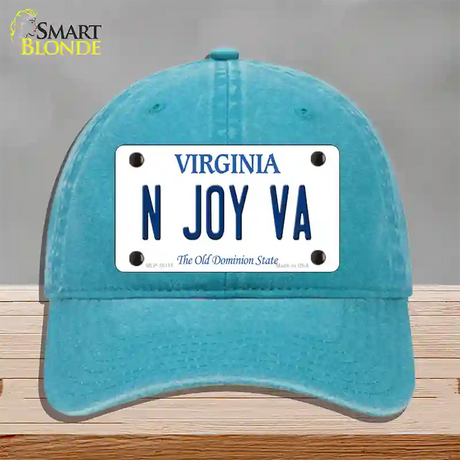 N Joy VA Virginia Novelty License Plate Hat Unconstructed Cotton / Lake Blue