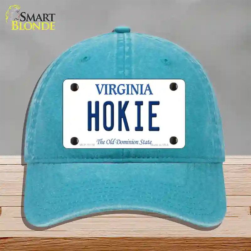 Hokie Virginia Novelty License Plate Hat Unconstructed Cotton / Lake Blue