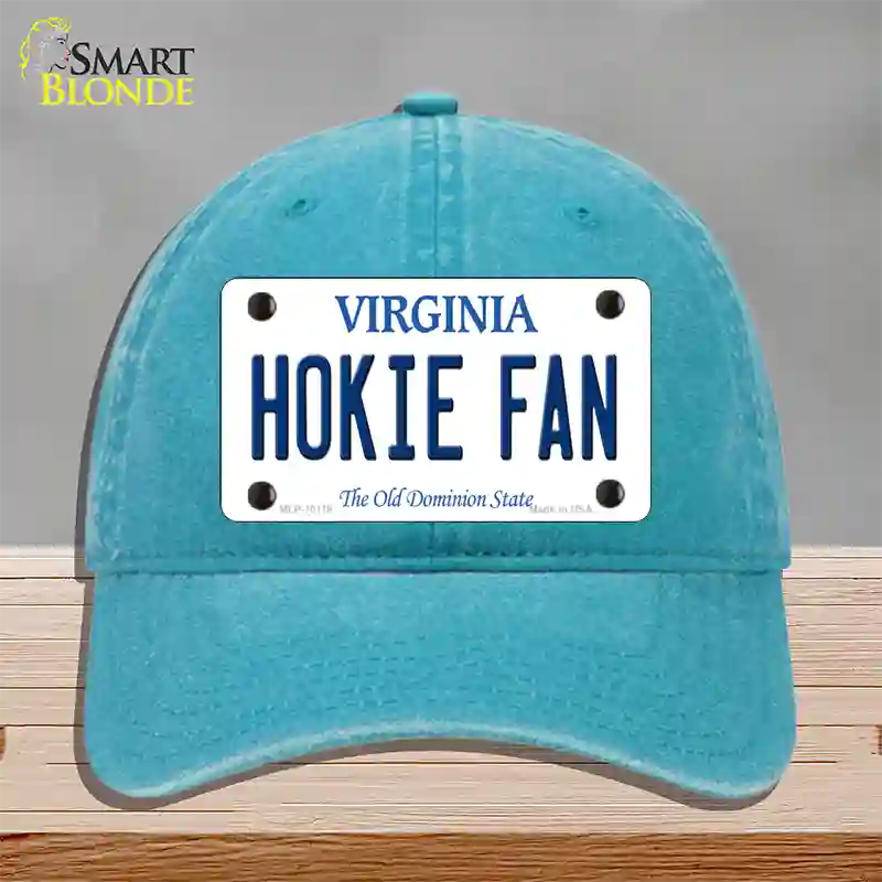 Hokie Fan Virginia Novelty License Plate Hat Unconstructed Cotton / Lake Blue