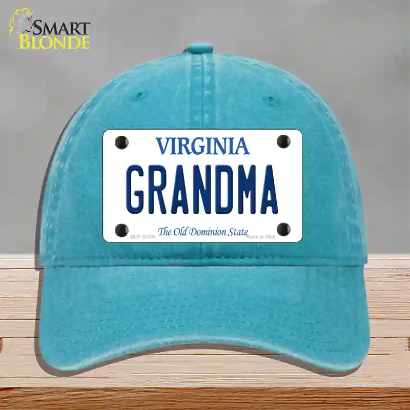 Grandma Virginia Novelty License Plate Hat Unconstructed Cotton / Lake Blue