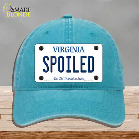 Spoiled Virginia Novelty License Plate Hat Unconstructed Cotton / Lake Blue