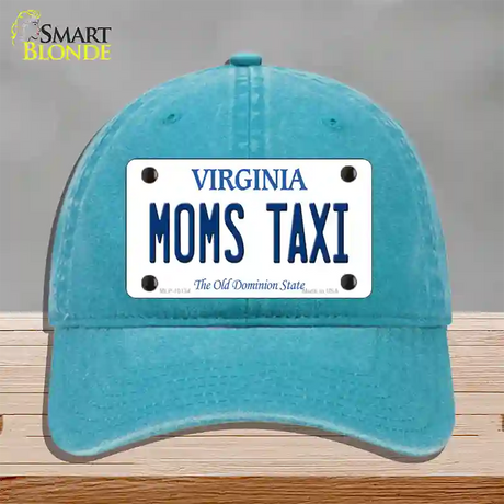 Moms Taxi Virginia Novelty License Plate Hat Unconstructed Cotton / Lake Blue