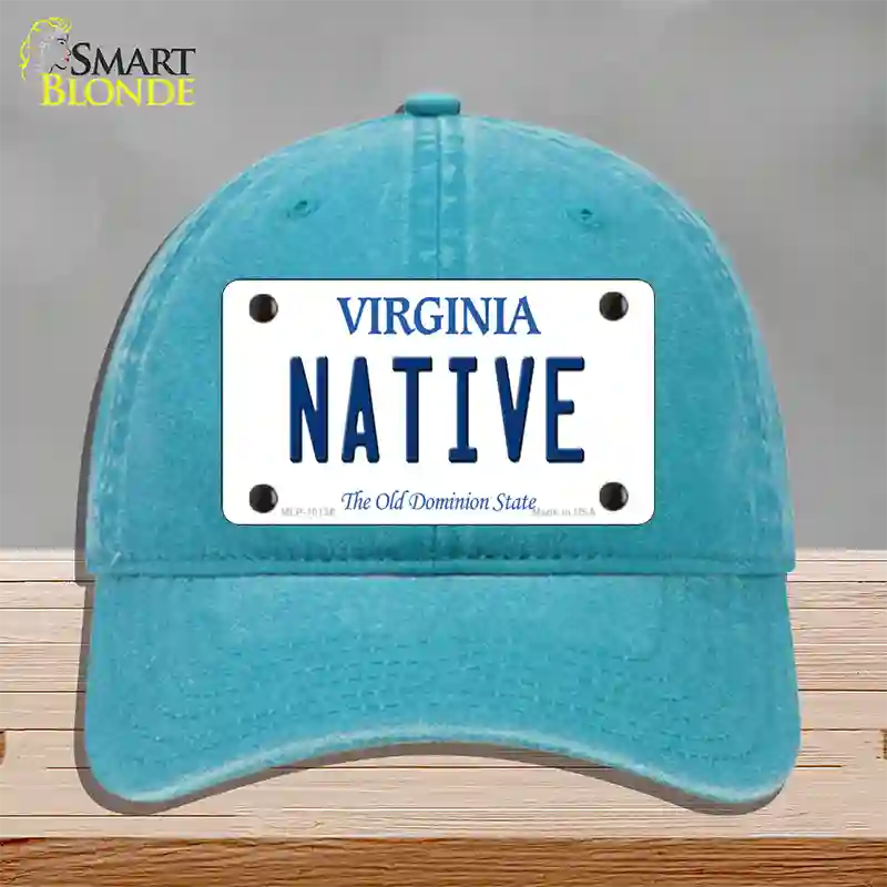 Native Virginia Novelty License Plate Hat Unconstructed Cotton / Lake Blue