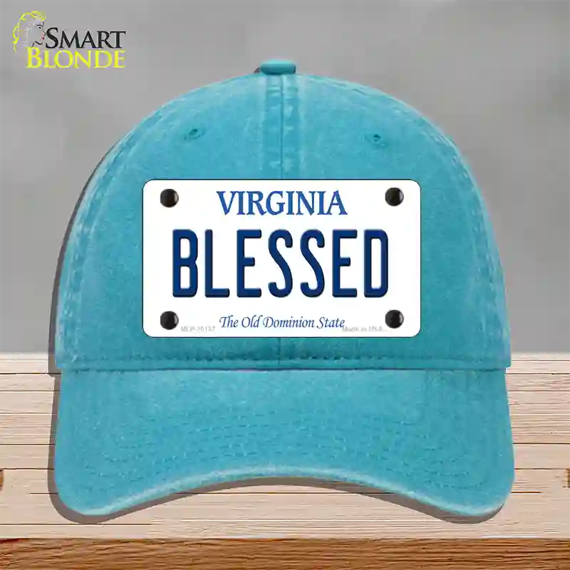 Blessed Virginia Novelty License Plate Hat Unconstructed Cotton / Lake Blue