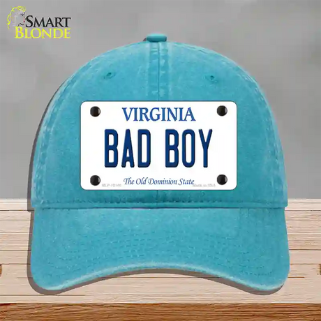 Bad Boy Virginia Novelty License Plate Hat Unconstructed Cotton / Lake Blue