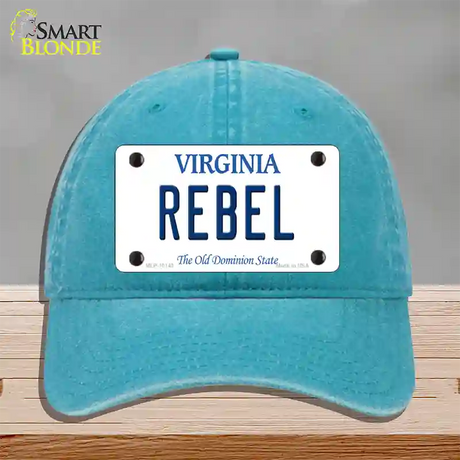 Rebel Virginia Novelty License Plate Hat Unconstructed Cotton / Lake Blue