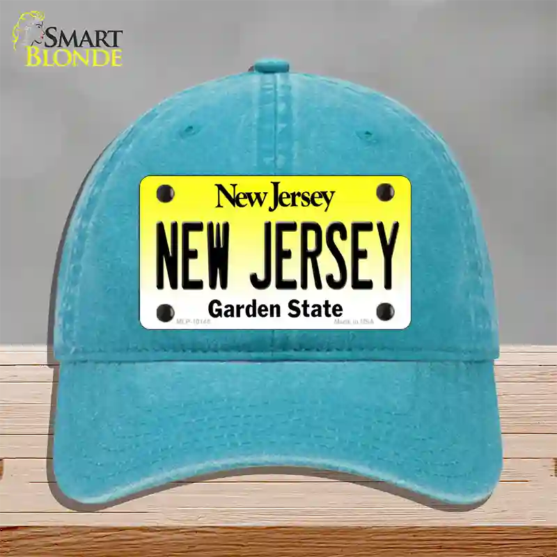 New Jersey Garden State Novelty License Plate Hat Unconstructed Cotton / Lake Blue