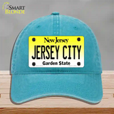 Jersey City New Jersey Novelty License Plate Hat Unconstructed Cotton / Lake Blue