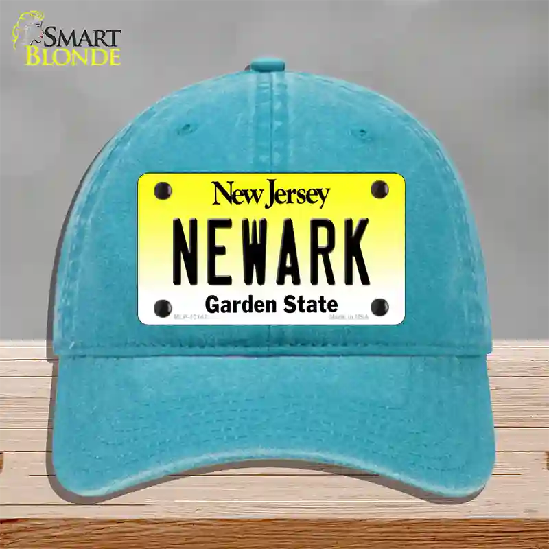 Newark New Jersey Novelty License Plate Hat Unconstructed Cotton / Lake Blue