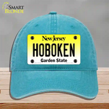 Hoboken New Jersey Novelty License Plate Hat Unconstructed Cotton / Lake Blue