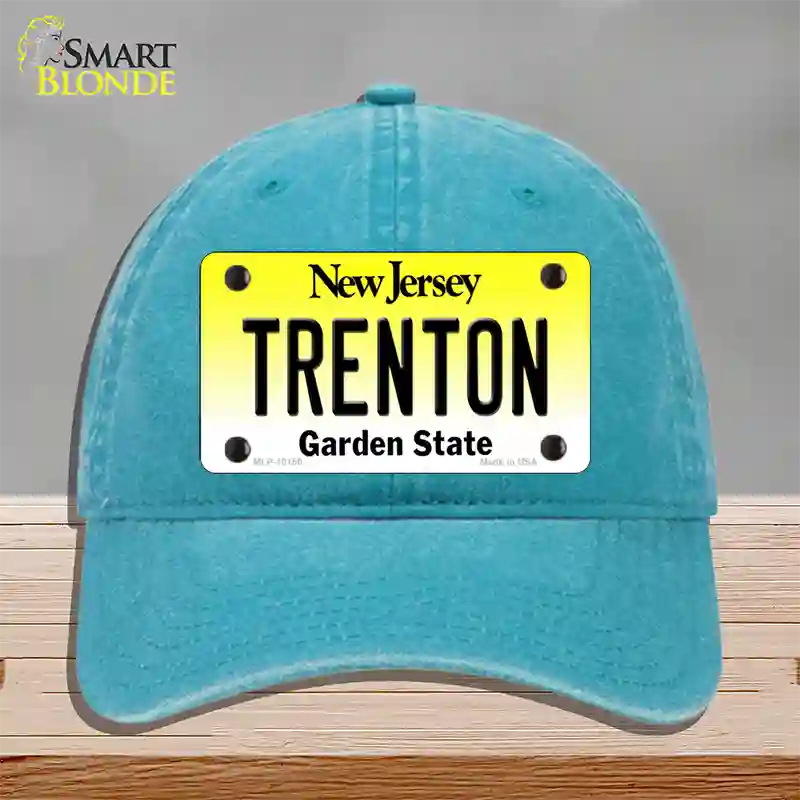 Trenton New Jersey Novelty License Plate Hat Unconstructed Cotton / Lake Blue