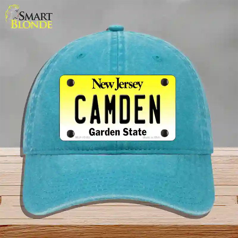 Camden New Jersey Novelty License Plate Hat Unconstructed Cotton / Lake Blue