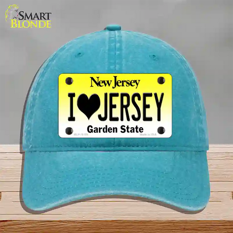 I Love Jersey New Jersey Novelty License Plate Hat Unconstructed Cotton / Lake Blue