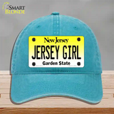 Jersey Girl New Jersey Novelty License Plate Hat Unconstructed Cotton / Lake Blue