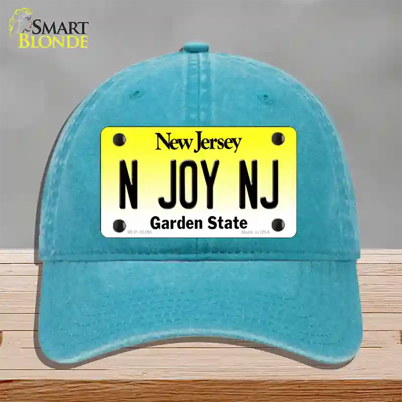 N Joy NJ New Jersey Novelty License Plate Hat Unconstructed Cotton / Lake Blue