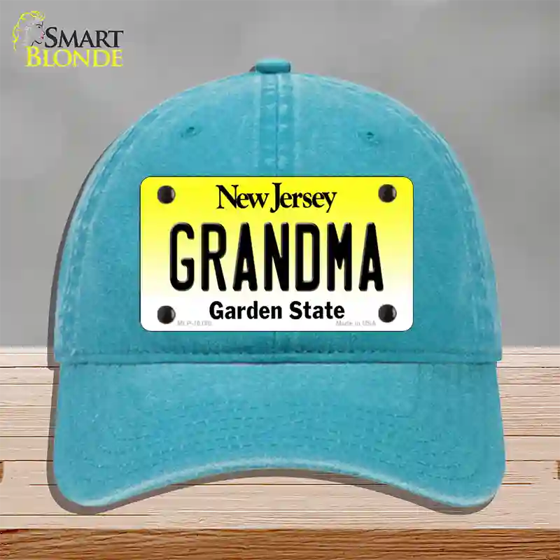 Grandma New Jersey Novelty License Plate Hat Unconstructed Cotton / Lake Blue