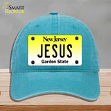 Jesus New Jersey Novelty License Plate Hat Unconstructed Cotton / Lake Blue