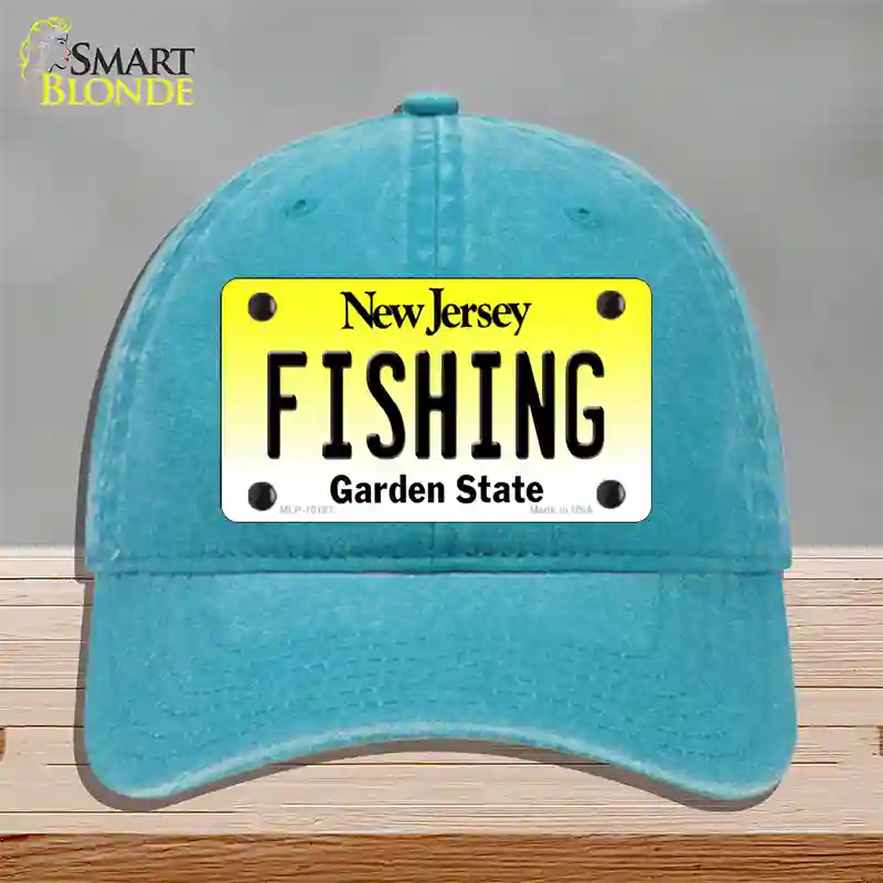 Fishing New Jersey Novelty License Plate Hat Unconstructed Cotton / Lake Blue