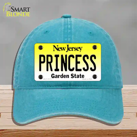 Princess New Jersey Novelty License Plate Hat Unconstructed Cotton / Lake Blue