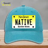 Native New Jersey Novelty License Plate Hat Unconstructed Cotton / Lake Blue