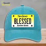 Blessed New Jersey Novelty License Plate Hat Unconstructed Cotton / Lake Blue