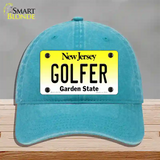 Golfer New Jersey Novelty License Plate Hat Unconstructed Cotton / Lake Blue